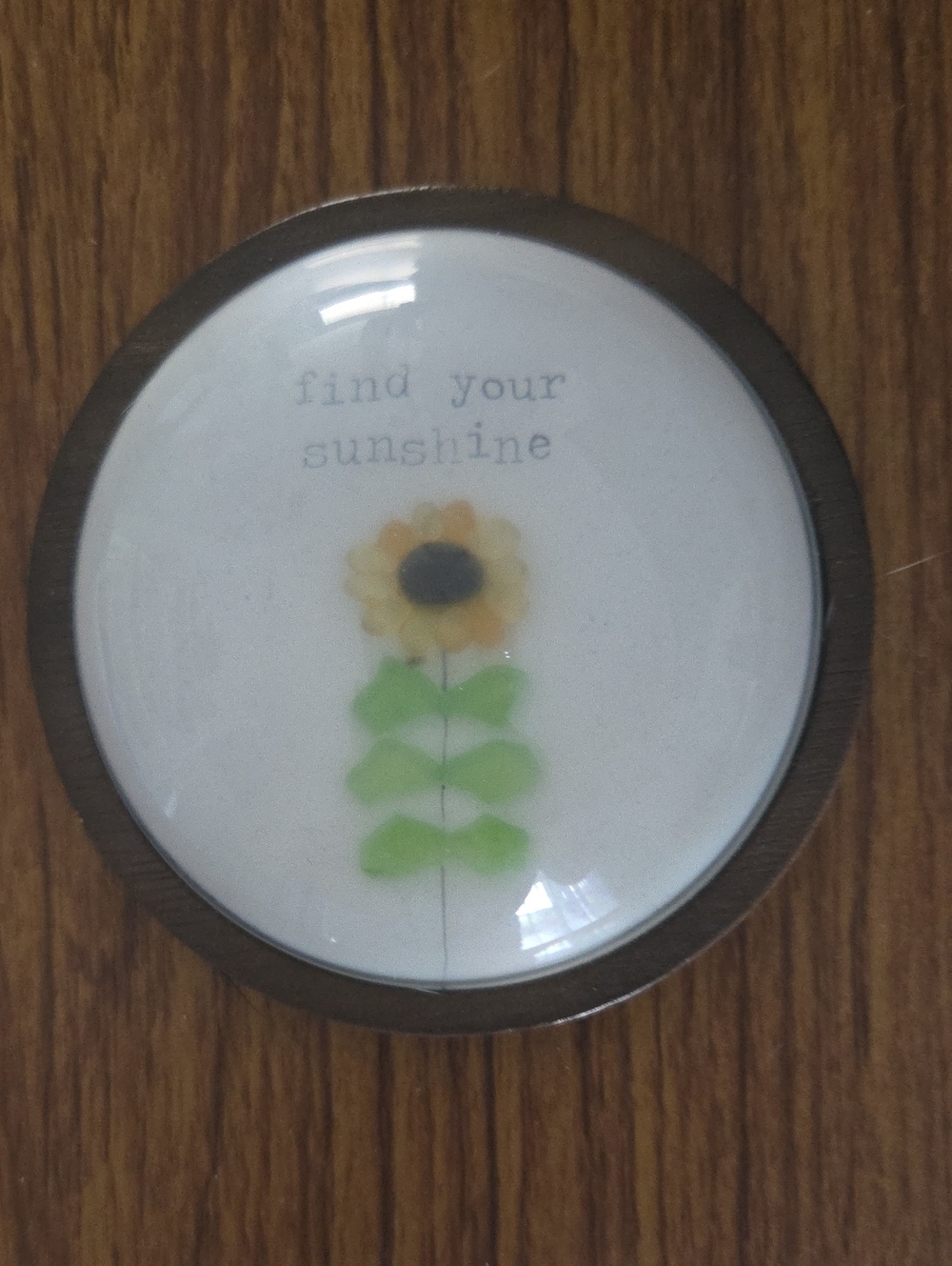 Demdaco Yellow Sunflower with Green Leaves Paperweight
